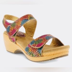L'Artiste By Spring Step Faux Rainbow Snake Print Choko Strappy Sandals Sz-10 41